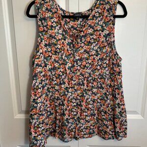 Torrid - Floral Sleeveless Babydoll Top - Size 1